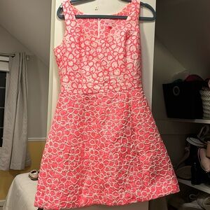 Lilly Pulitzer pink white A Line dress with floral print. Sz 8